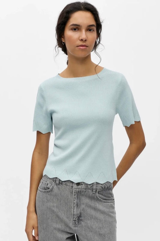 OBJALY RE S/S BOATNECK KNIT TOP 145