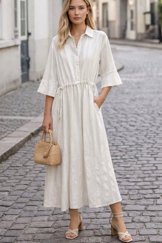 Mididress mit Tunnelzug und Knopfleiste „11593“