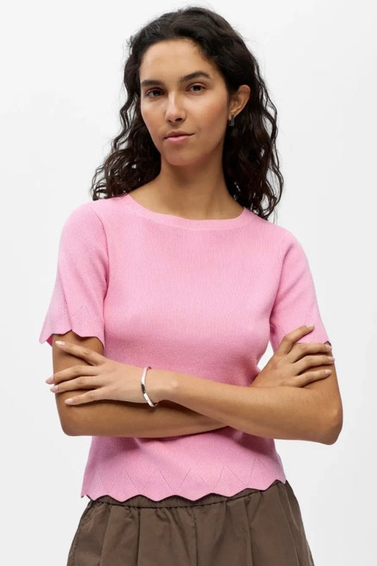 OBJALY RE S/S BOATNECK KNIT TOP