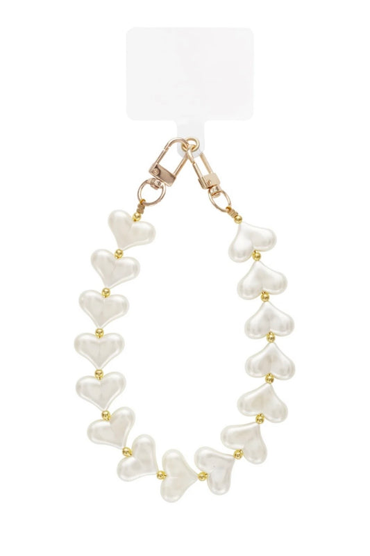 Trendiges Telefonkabel mit Perlenherzen