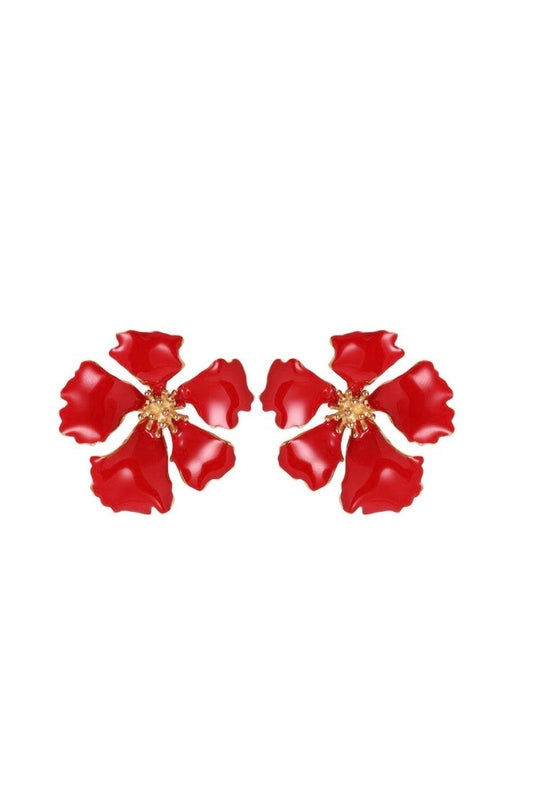 Edelstahl Ohrringe 36*36mm rote Blüte „125682.80“