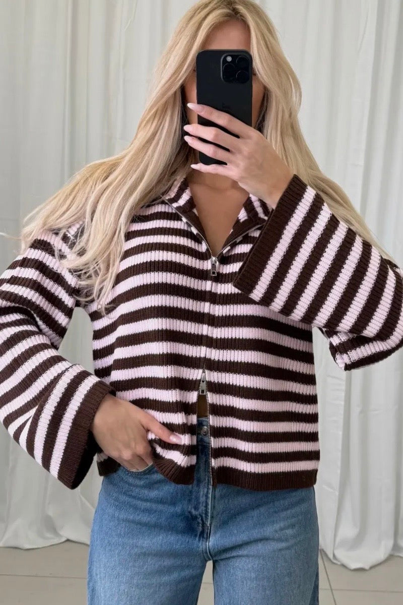 Strickjacke „17170“ Caffe/Rose