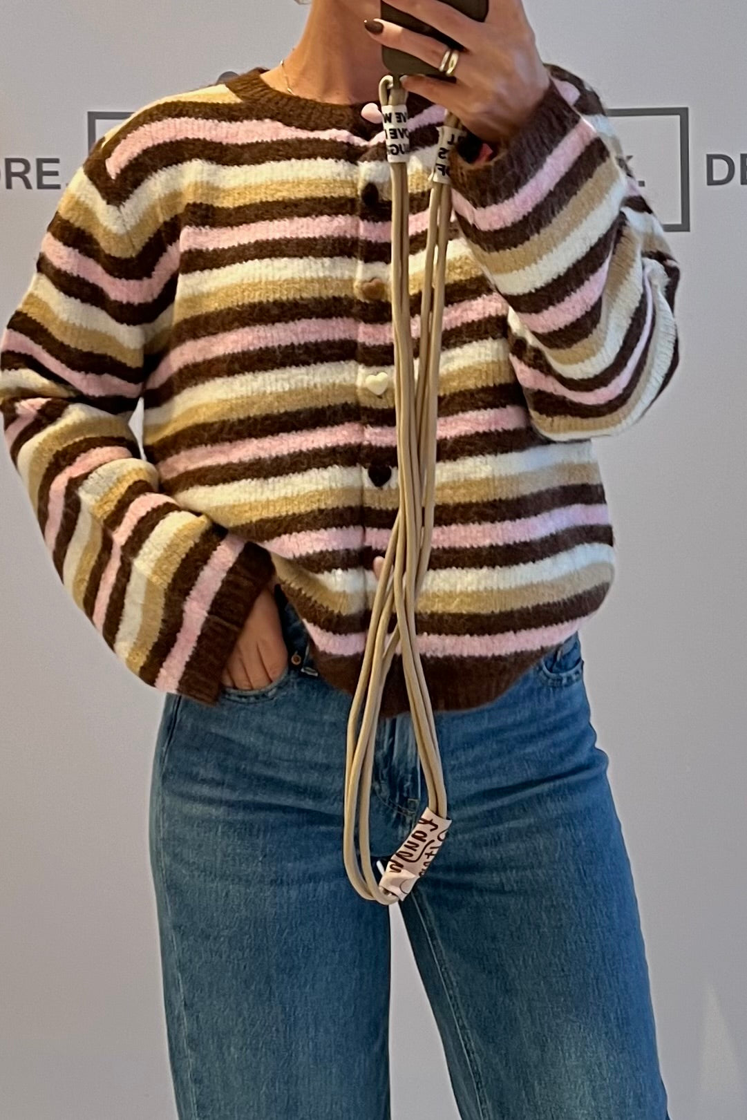 Cardigan „17110“ Braun/Rosa