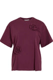 VIHAFIA S/S FLOWER DETAIL T-SHIRT „Bordeaux“
