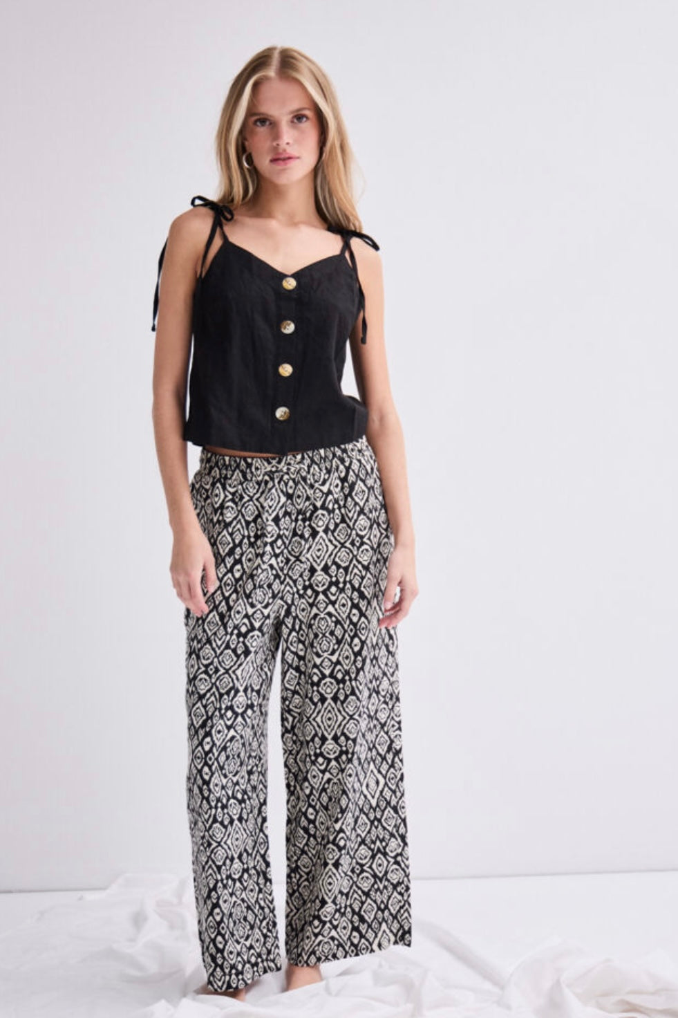 Hose „20122913“ Schwarz/Beige